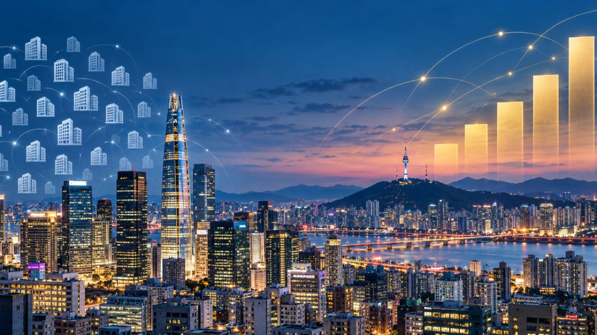 Seoul skyline, businesses and capital