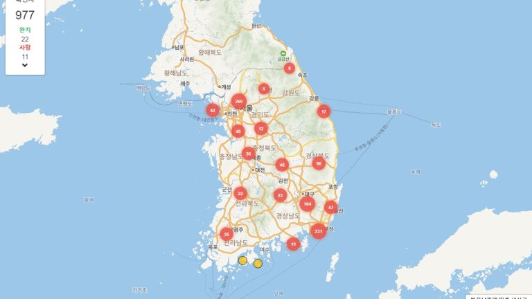 Coronavirus-map-Korea